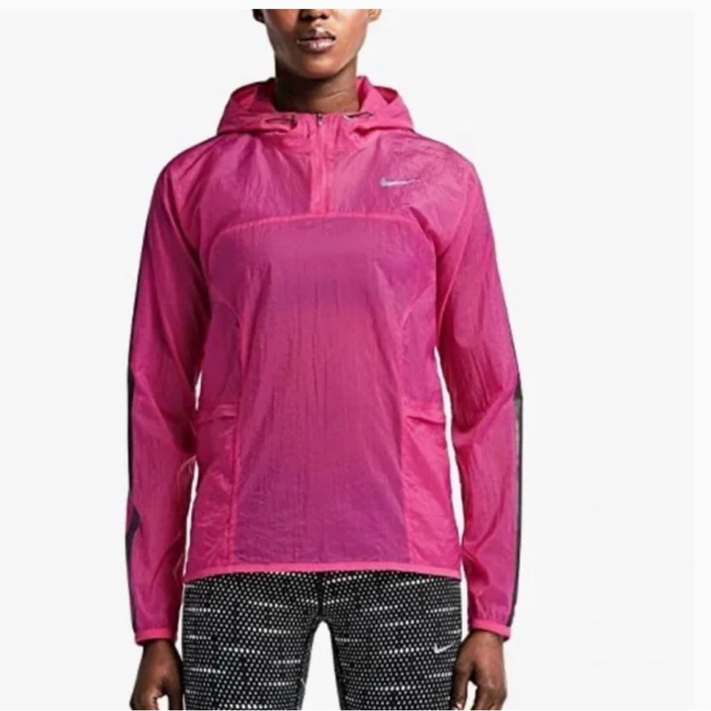 Nike pink transparent woven reflective windbreaker running jacket size medium
